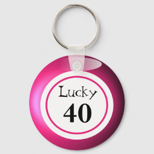 Fun Pink Lucky Number Bingo Ball Thema Schlüsselanhänger
