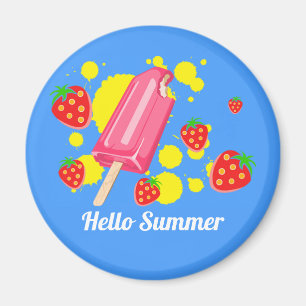 Fun Pink Popsicle und Strawberries Hallo Sommer Magnet