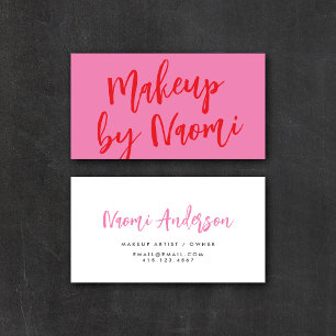 Fun Pink + Red Modern Calligraphy Script Visitenkarte