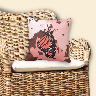 Fun Pink Stilisierte Monarch Butterfly Kissen