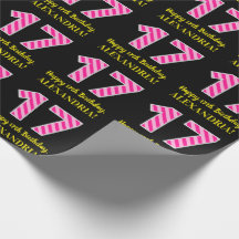 Fun Pink Stripes "17"; Glücklicher 17. Geburtstag;