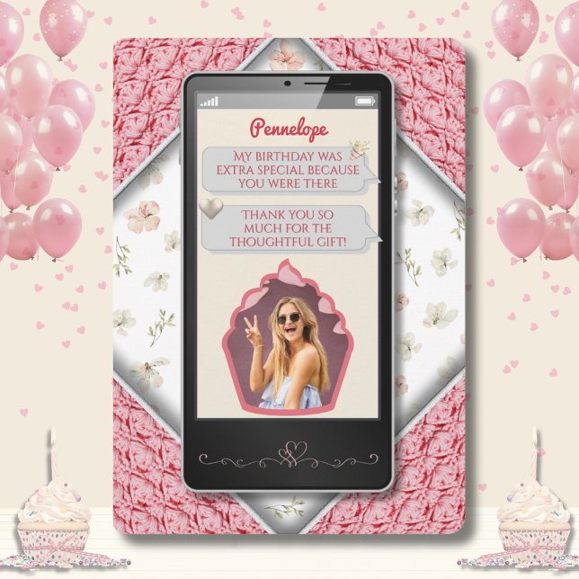 Fun Pink Text Message - Dankeschön Karten (Fun Pink Knitted Text Message Thank You Cards)