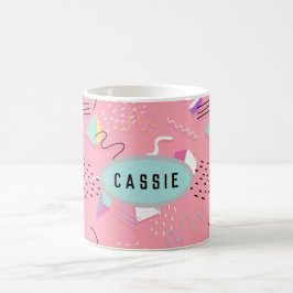 Fun Pink Throwback Graphics der 1990er Jahre Kaffeetasse