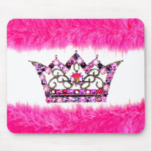 Fun Pink Tiara und Fluff mousepad