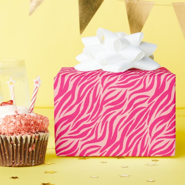Fun Pink Tiger Stripe Muster Geschenkpapier (Geburtstagsparty)