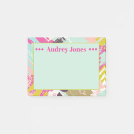 Fun Pink und Aqua Abstrakt Art Name Hinweise Post-it Klebezettel