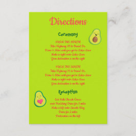 Fun Pink und Green Avocado Hochzeitsrichtungen Begleitkarte
