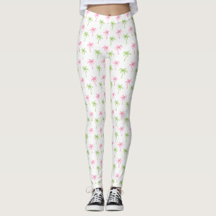 Fun Pink und Green Palm Tree Muster Leggings