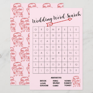 Fun Pink und Red Wedding Word Search Game