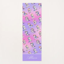 Fun Pink Unicorn Yoga Mat