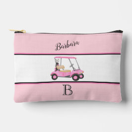 Fun Pink Watercolor Golf Cart Monogram Name Zubehörtasche