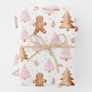 Fun Pink Weihnachten Süße Leckereien Geschenkpapier Set