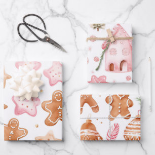Fun Pink Weihnachten Süße Leckereien Geschenkpapier Set