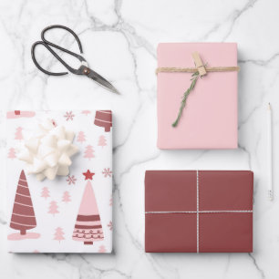 Fun Pink Weihnachtsbaumen Geschenkpapier Set