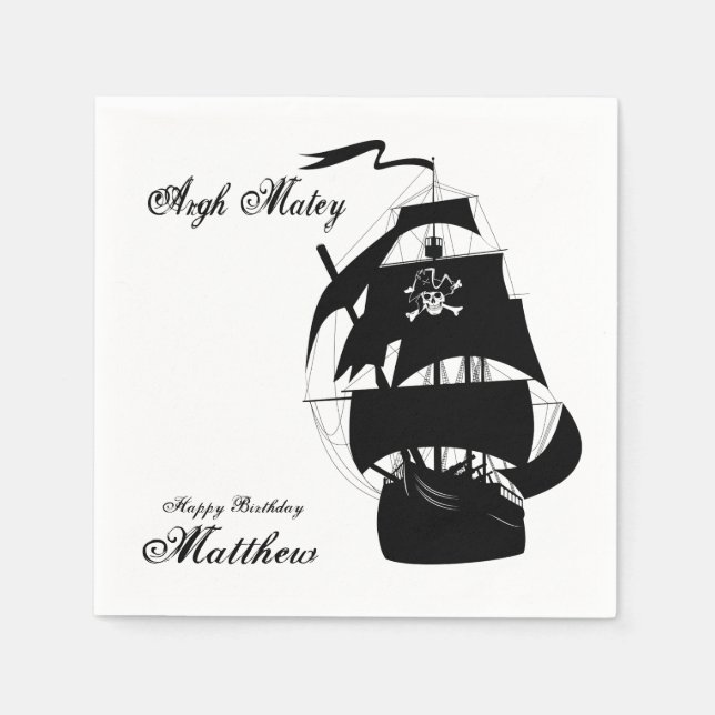 Fun, Pirate Geburtstagsparty, Custom Napkins Serviette (Vorderseite)