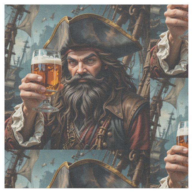 Fun Pirate hebt seinen Glass-Spaß auf Stoff (Nahaufnahme)