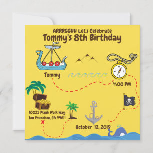Fun Pirate Party Yellow Blue Treasmap