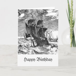 Fun Pirate Ship and Whale Birthday Spaß Karte