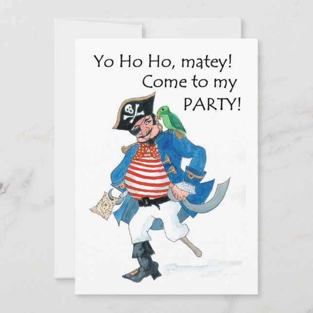 Fun Pirate und Parrot-Party Einladung (Vorderseite)