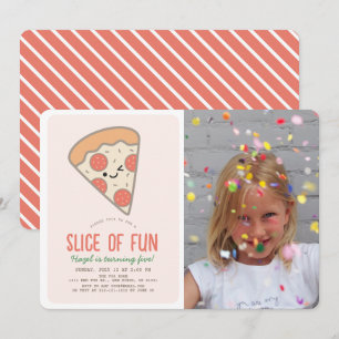 Fun Pizza Kawaii Pink Foto Girl Geburtstag Einladung