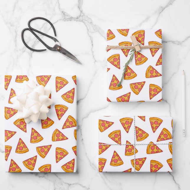 Fun Pizza Slice Pattern Geschenkpapier Set (Vorderseite)