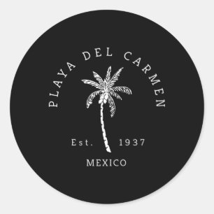 Fun Playa del Car Mexico Beach Palm Tree Novelty Runder Aufkleber