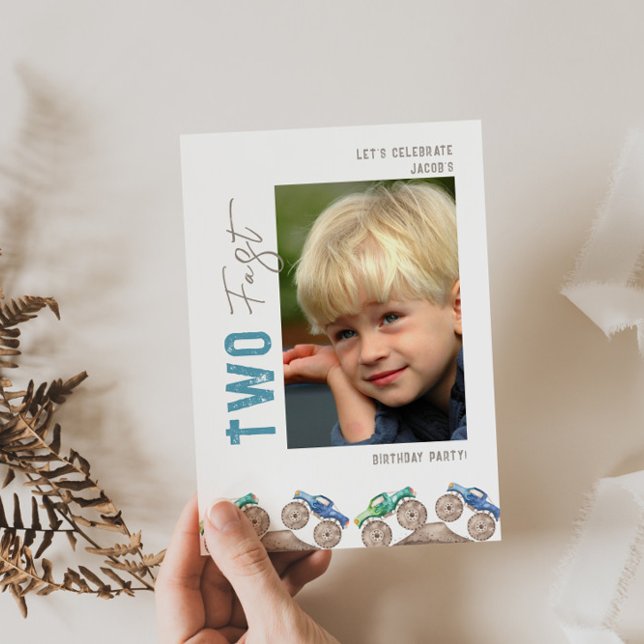 Fun Playful Monster Trucks Foto Einladung (Von Creator hochgeladen)