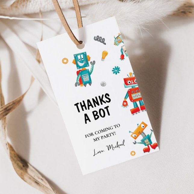 Fun Playful Robots Geburtstagsgeschenk-Tag Geschenkanhänger (Von Creator hochgeladen)