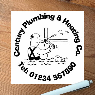 Fun Plumbing und Heizen Cartoon zu personalisieren Gummistempel