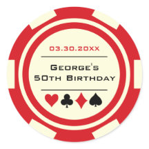 Fun Poker Chip Geburtstag Rot Off-White