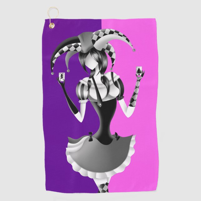 Fun Poker Playing Jester Golfhandtuch (Vorderseite)