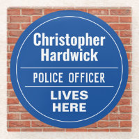 Fun Police Officer Wall Plaque Style Glass Unterse