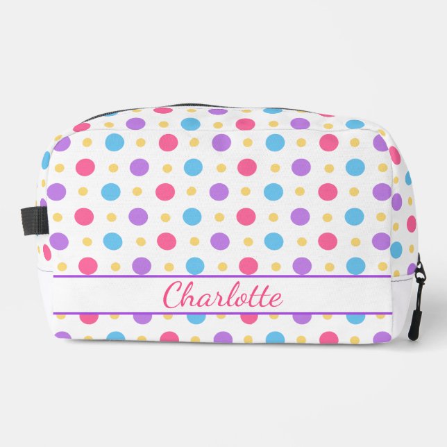 Fun Polka Dot Pink Lila Blue Waschbeutel (Vorderseite)