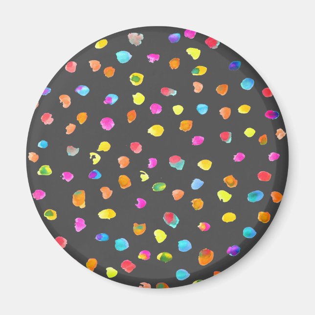 Fun polka dot rainbow boho wassercolor art magnet (Vorne)