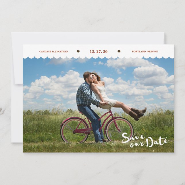 Fun Polka Dots Pinsel Skript-Foto Save the Date (Vorderseite)