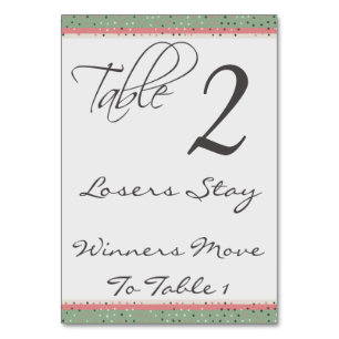 Fun Polka Dots Stilvolle Bunco Table Card #2 Tischnummer