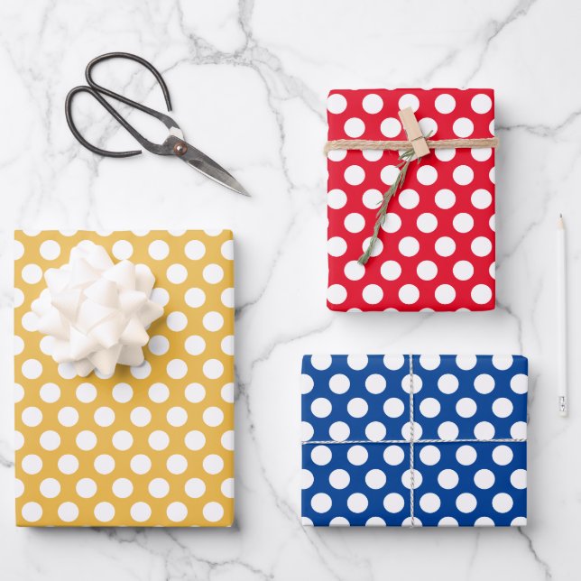 Fun Polka Dots Wrapping Paper Set 3 Geschenkpapier Set (Vorderseite)