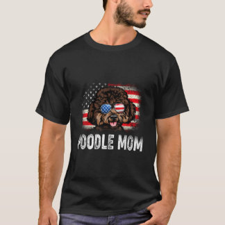 Fun Poodle Mama American Flag Muttertag T-Shirt