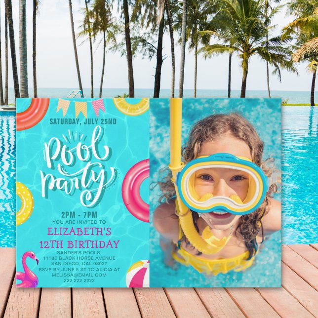 Fun Pool Party Birthday With Photo – Summer Splash Einladung (Von Creator hochgeladen)