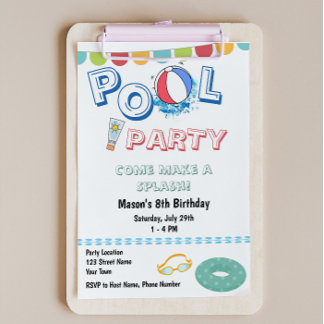 Fun Pool-Party Einladung