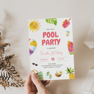 Fun Pool Party Geburtstag Einladung