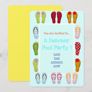 Fun Pool Party niedlich und modern Flip Flops Einladung