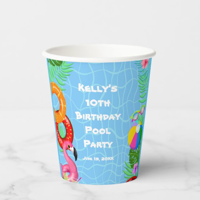 Fun Pool Party Schwimmen Geburtstag Pappbecher (Vorderseite)