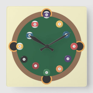 Fun Pool Table Quadratische Wanduhr