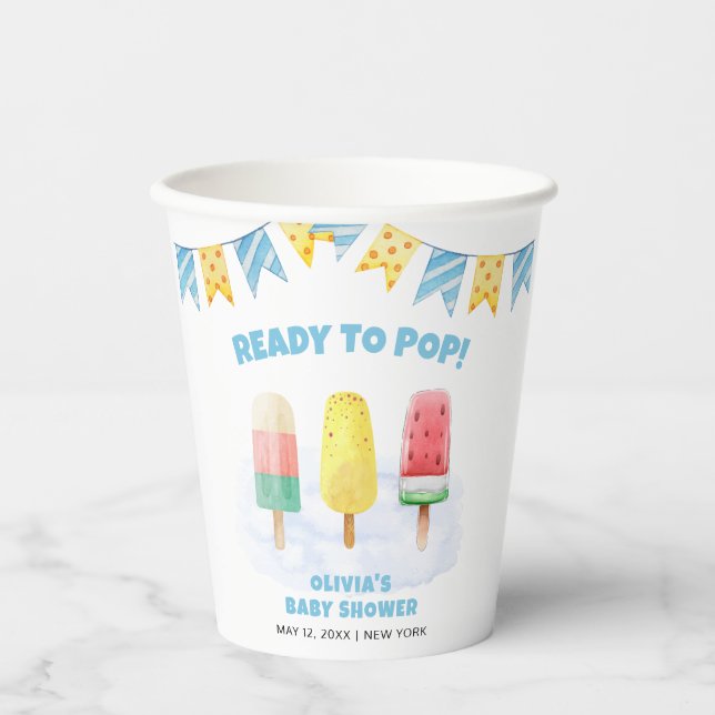 Fun Popcile ready to Pop Ice Cream Baby Dusche Pappbecher (Vorderseite)