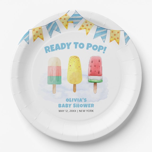 Fun Popcile ready to Pop Ice Cream Baby Dusche Pappteller (Vorderseite)