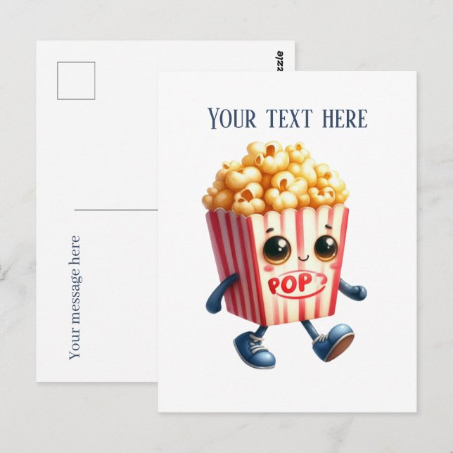 Fun Popcorn Liebhaber fügen Text Postkarte (Vorne/Hinten)
