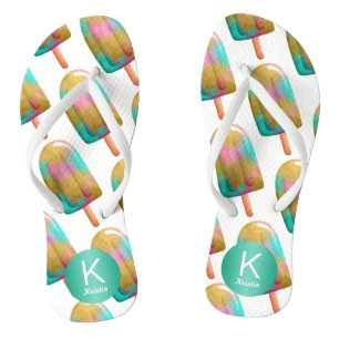 Fun-Popsim-Muster mit Ihrem Monogramm Flip Flops