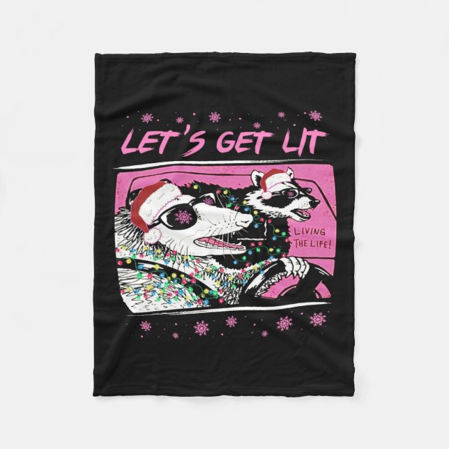 Fun Possum Raccoon Lasse Trash Street Pink Chri Fleecedecke (Vorderseite)