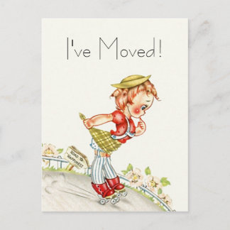 Fun Postcard Vintager Weg zum Glück neue Adresse Ankündigungspostkarte